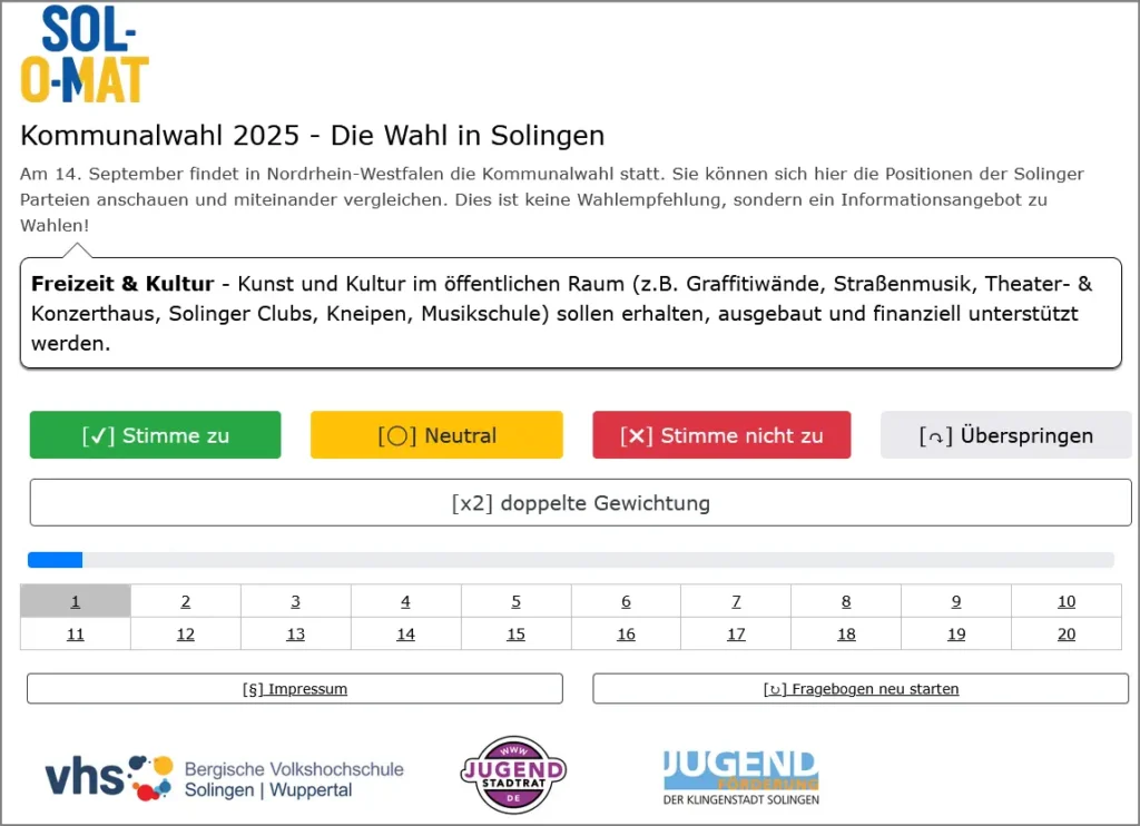 Bild der Internet-Seite des Sol-O-Mat